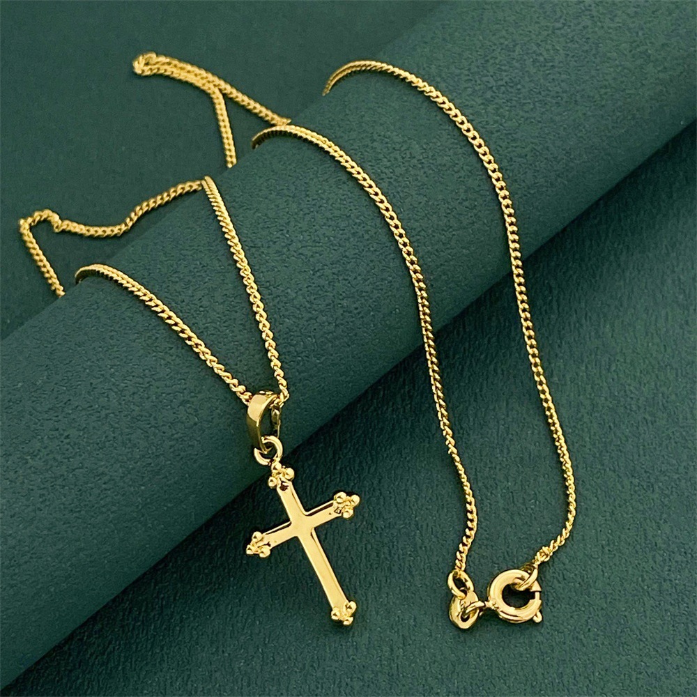 Photography Yellow - قلادة متقاطعة رقيقة من الذهب عيار
