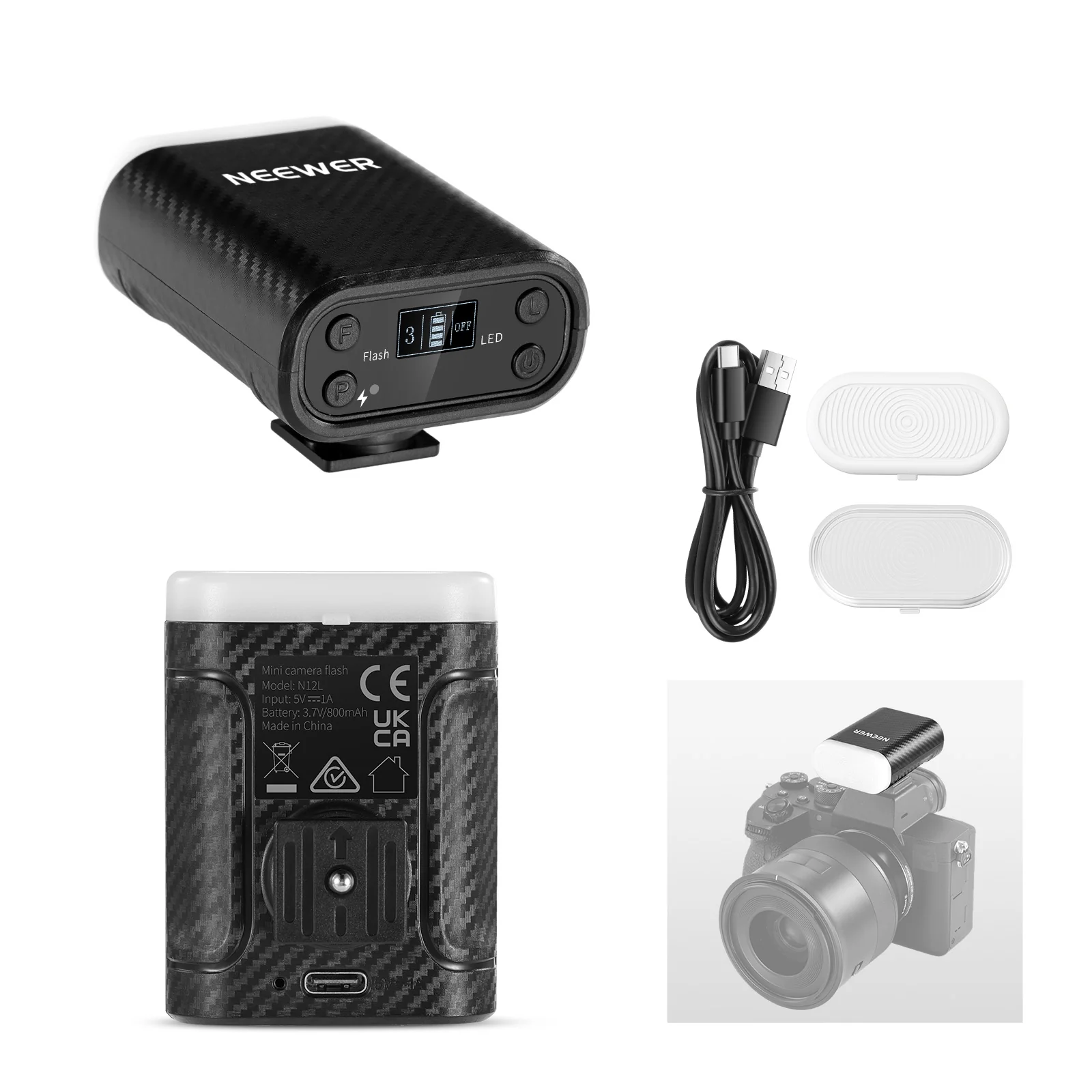 Speedlite Flash External - نيور N12L فلاش محمول صغير للتصوير
